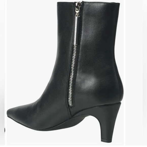 French Connection Ankle Bootie Alex Kitten Heel Black Faux Leather NIB - Picture 3 of 9